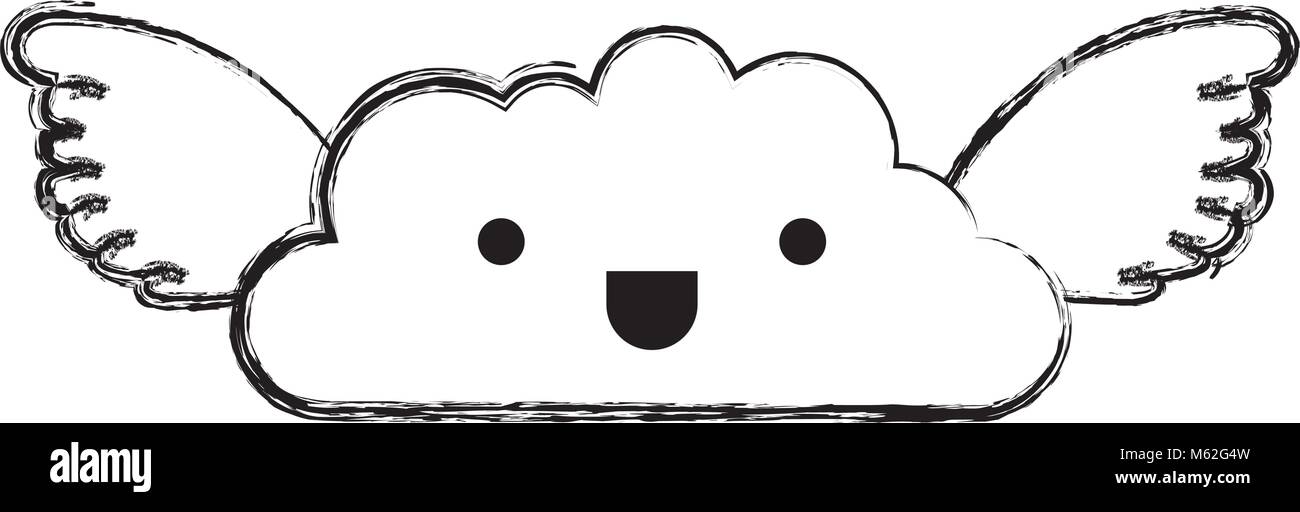 cute cloud with wings kawaii character Stock Vector Image & Art - Alamy