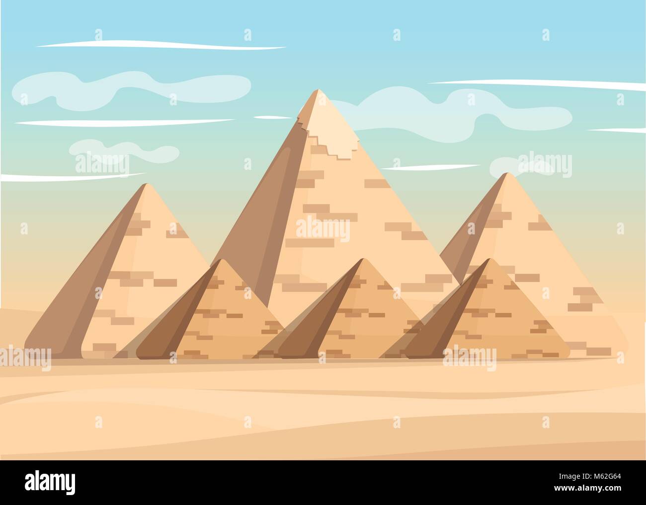 Giza pyramid complex egyptian pyramids daytime wonder of the world great pyramid of giza vector illustration Stock Vector