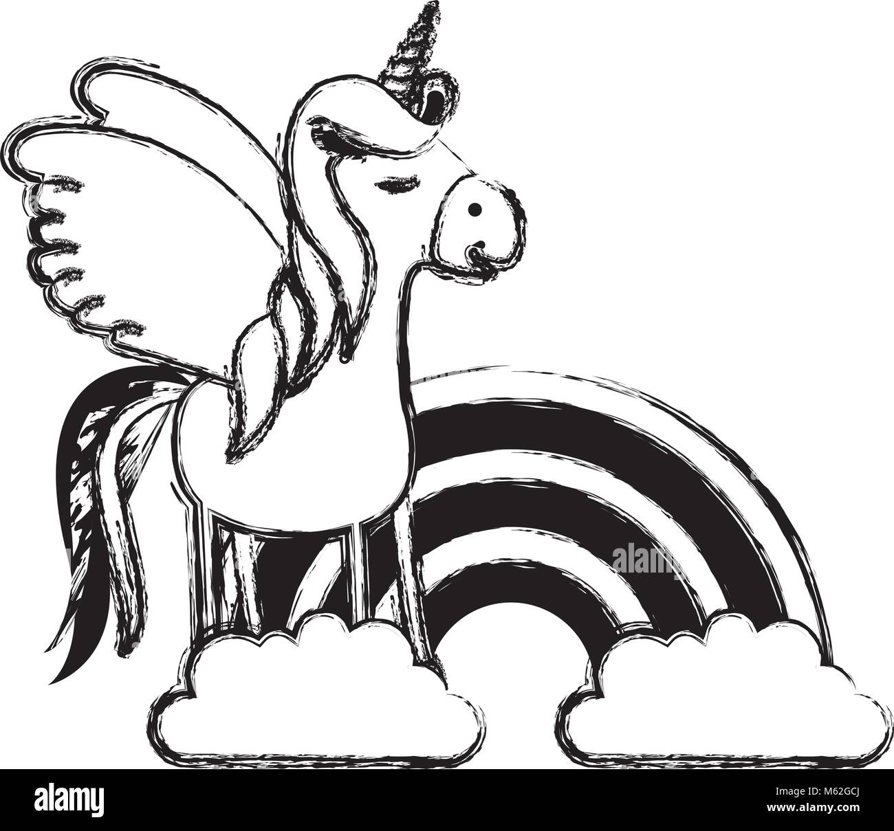 cute unicorn with rainbow kawaii character Stock Vector Image & Art - Alamy