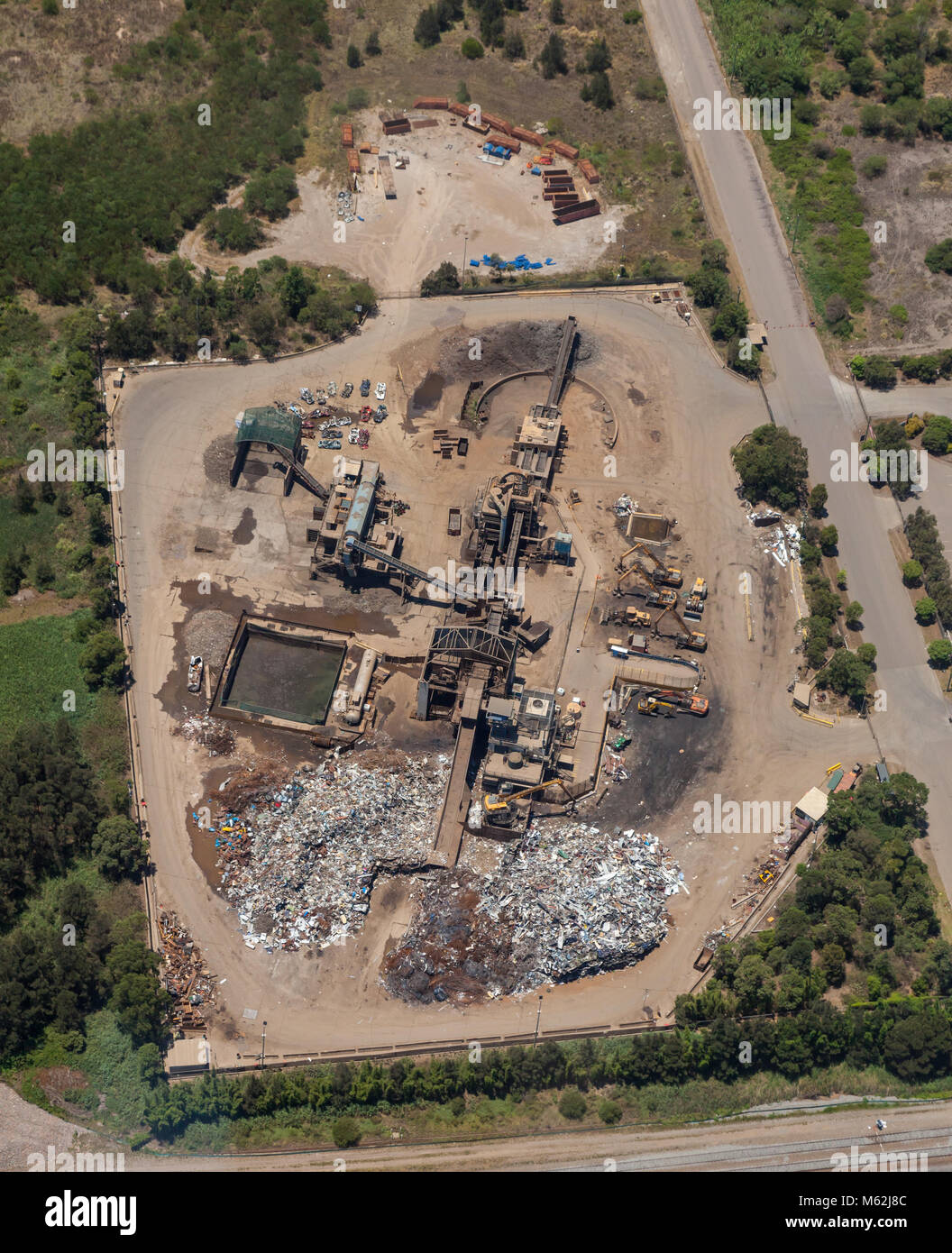 An aerial view of a metal recycling facility in Newcastle Australia