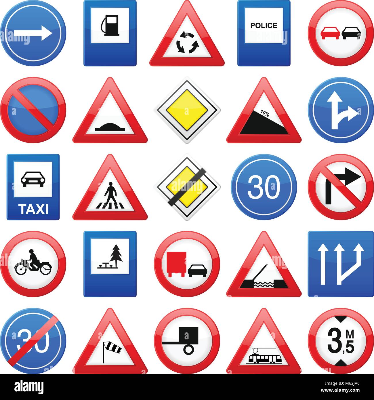 Road signs set on a white background. Vector illustration Stock Vector ...