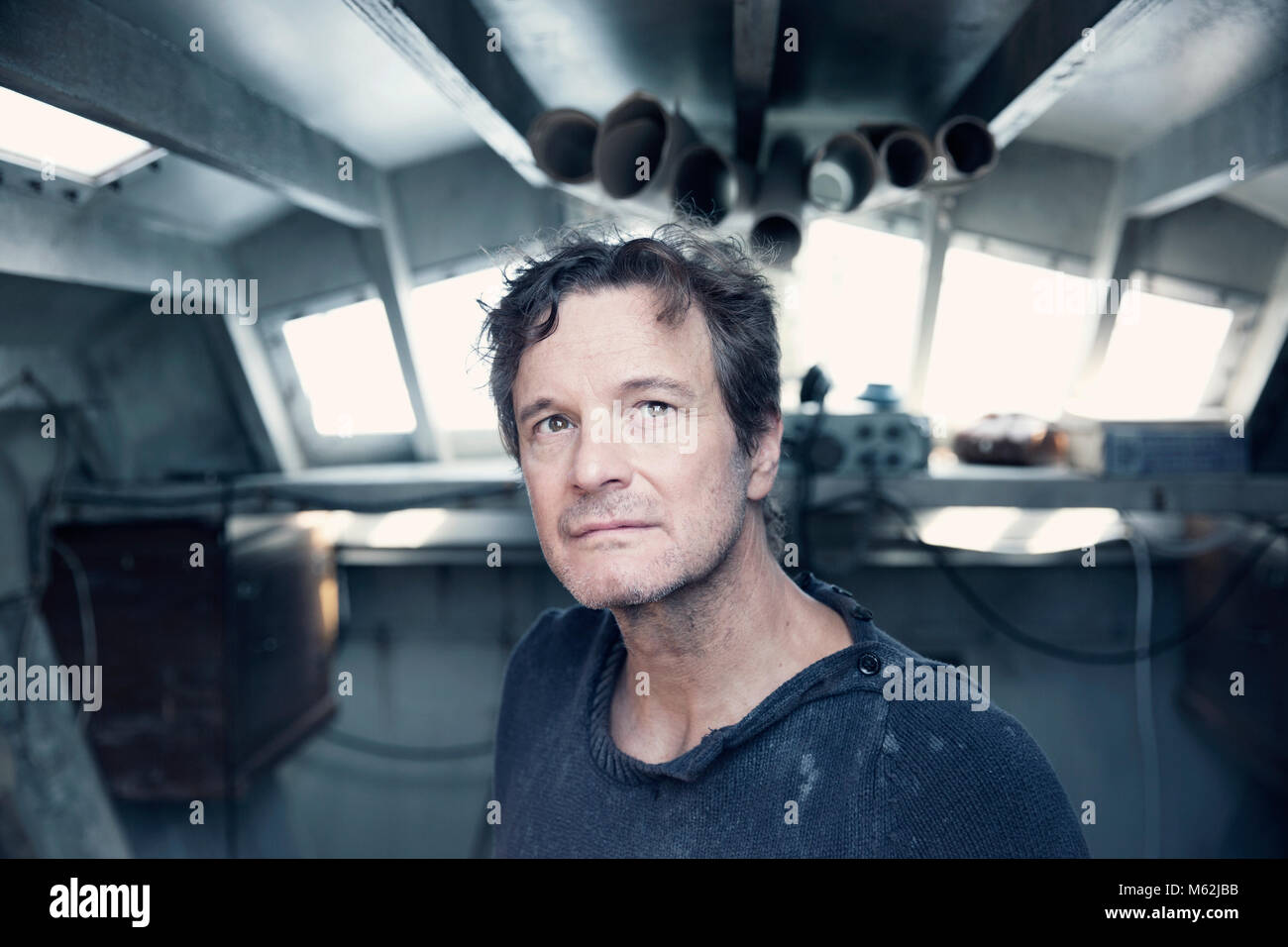 RELEASE DATE: 2018 TITLE: The Mercy STUDIO: Lionsgate DIRECTOR: James Marsh PLOT: Yachtsman Donald Crowhurst's disastrous attempt to win the 1968 Golden Globe Race ends up with him creating an outrageous account of traveling the world alone by sea. STARRING: COLIN FIRTH as Donald Crowhurst. (Credit Image: © Lionsgate/Entertainment Pictures) Stock Photo