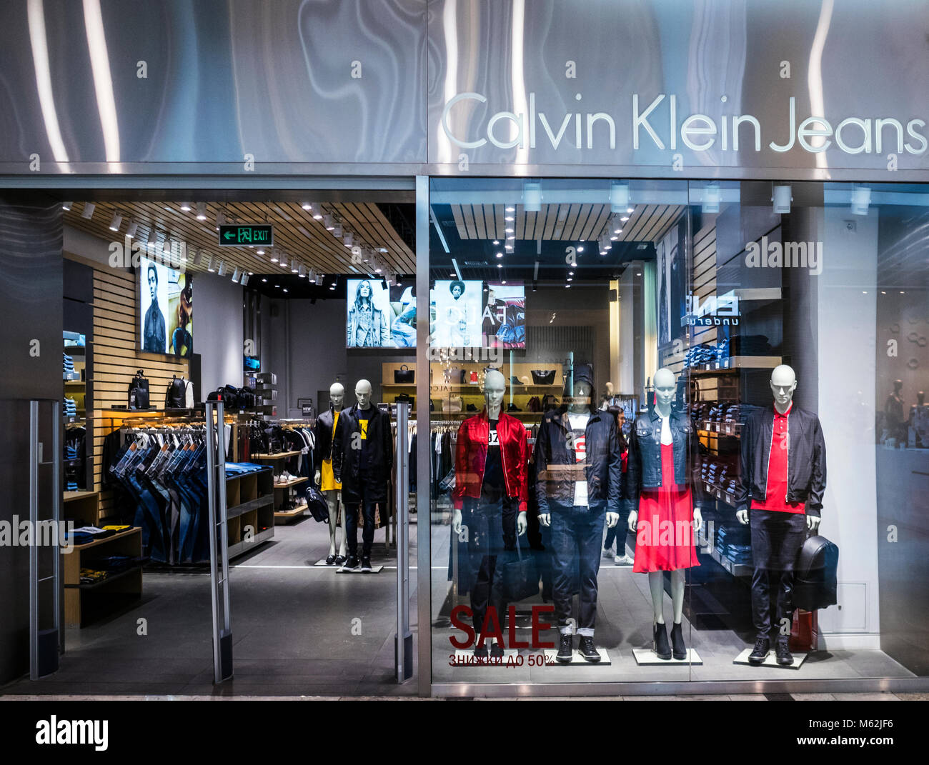 Calvin Klein Jeans store in Ocean Plaza mall. Calvin Klein Inc. is