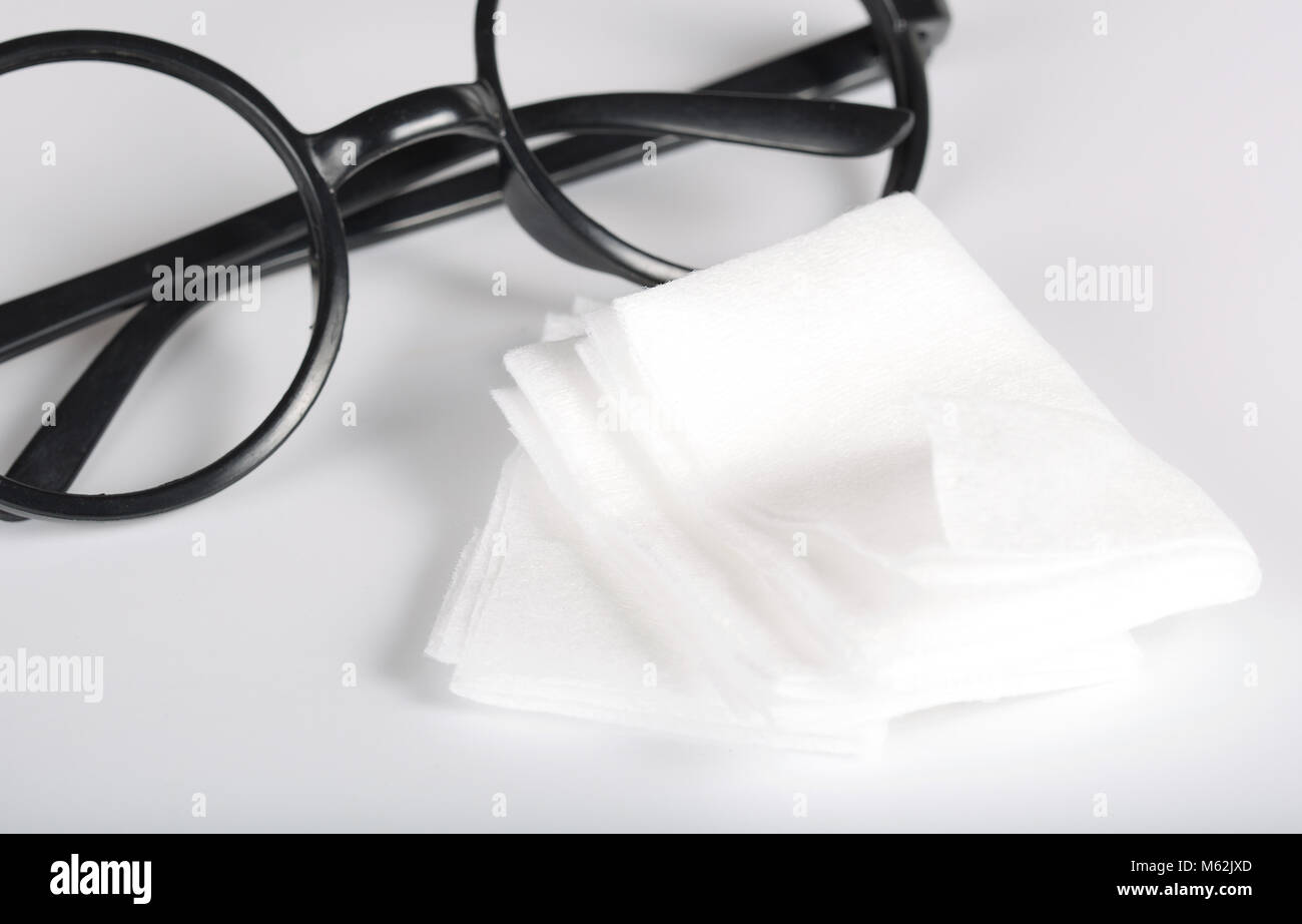 Wet wipes for cleaning eyeglasses. Closeup Stock Photo Alamy