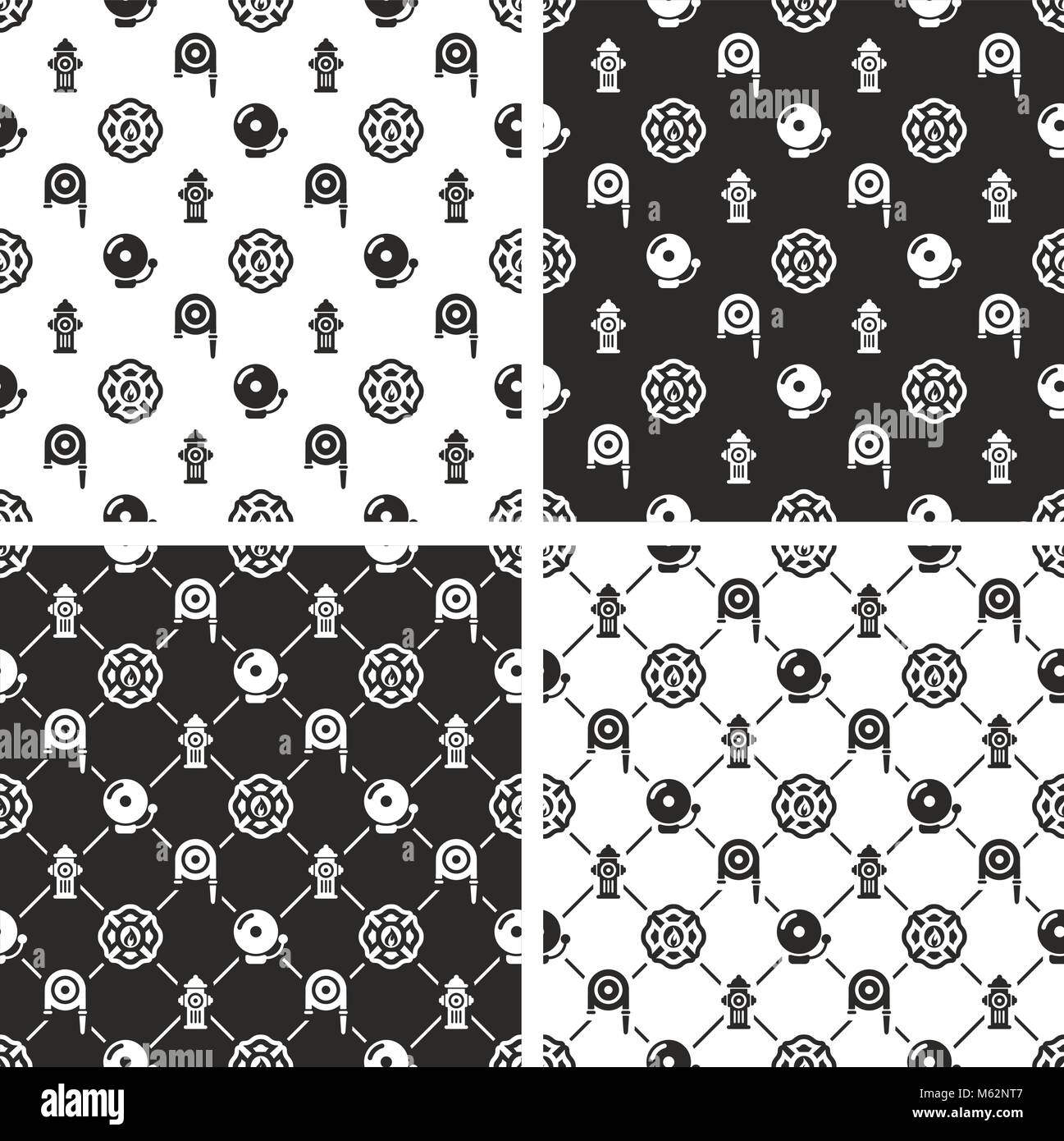 Fireman Seamless Pattern Set Stock Vector Image & Art - Alamy