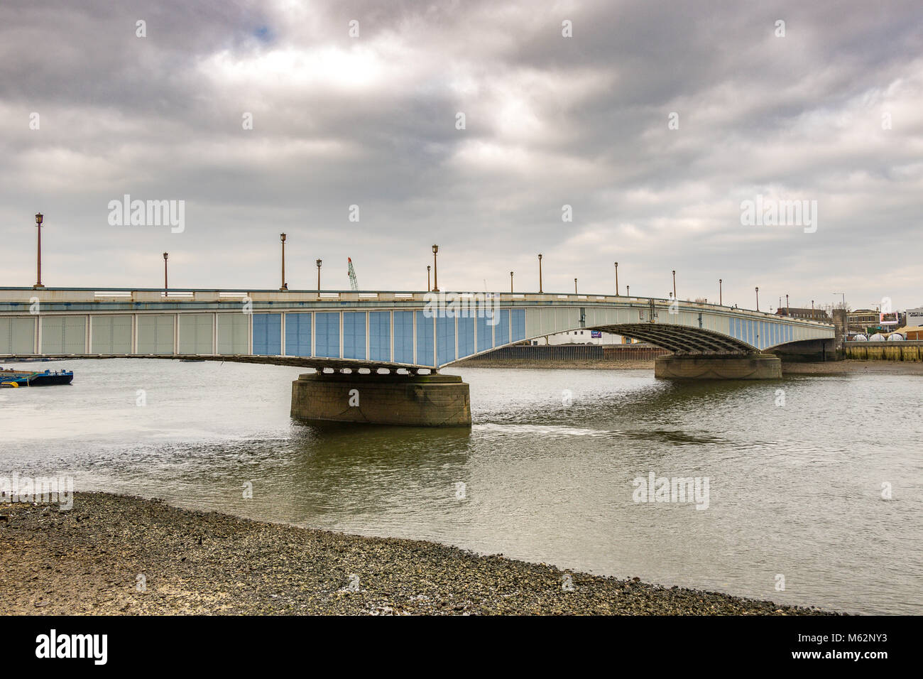 Wandsworth Bridge in South West London carries  A217 road across The River Thames from Wandsworth To Sands End and Parsons Green on the North Side. Stock Photo