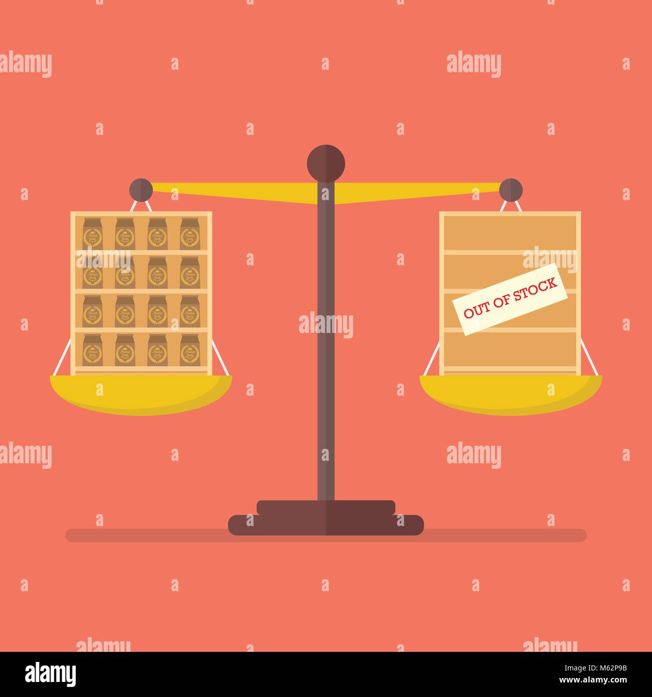 Surplus and Shortage balance on the scale. Business Concept Stock Vector