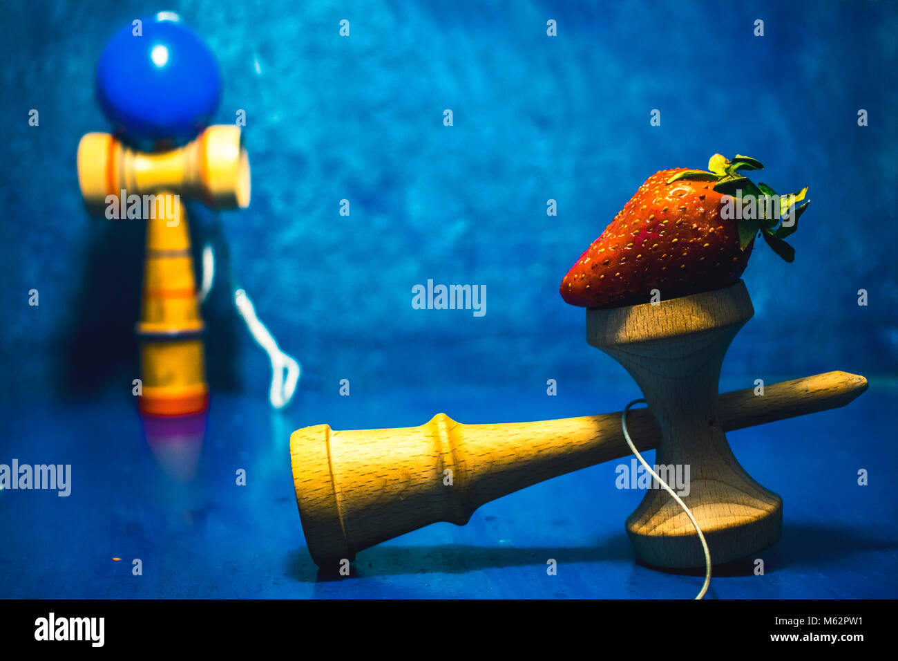 "Kendama" traditional Japanese toy and healthy food for teens kids