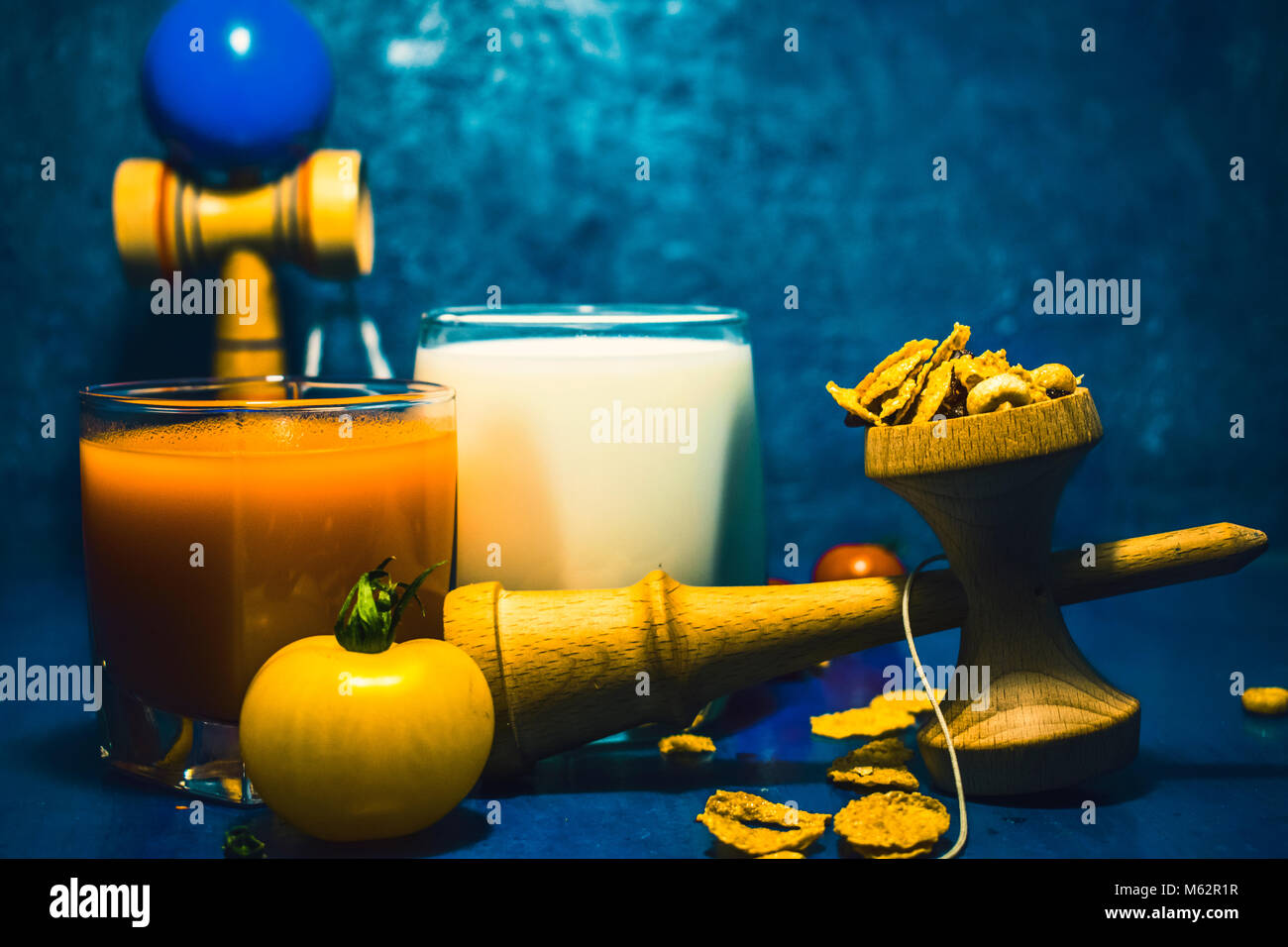 "Kendama" traditional Japanese toy and healthy food for teens kids