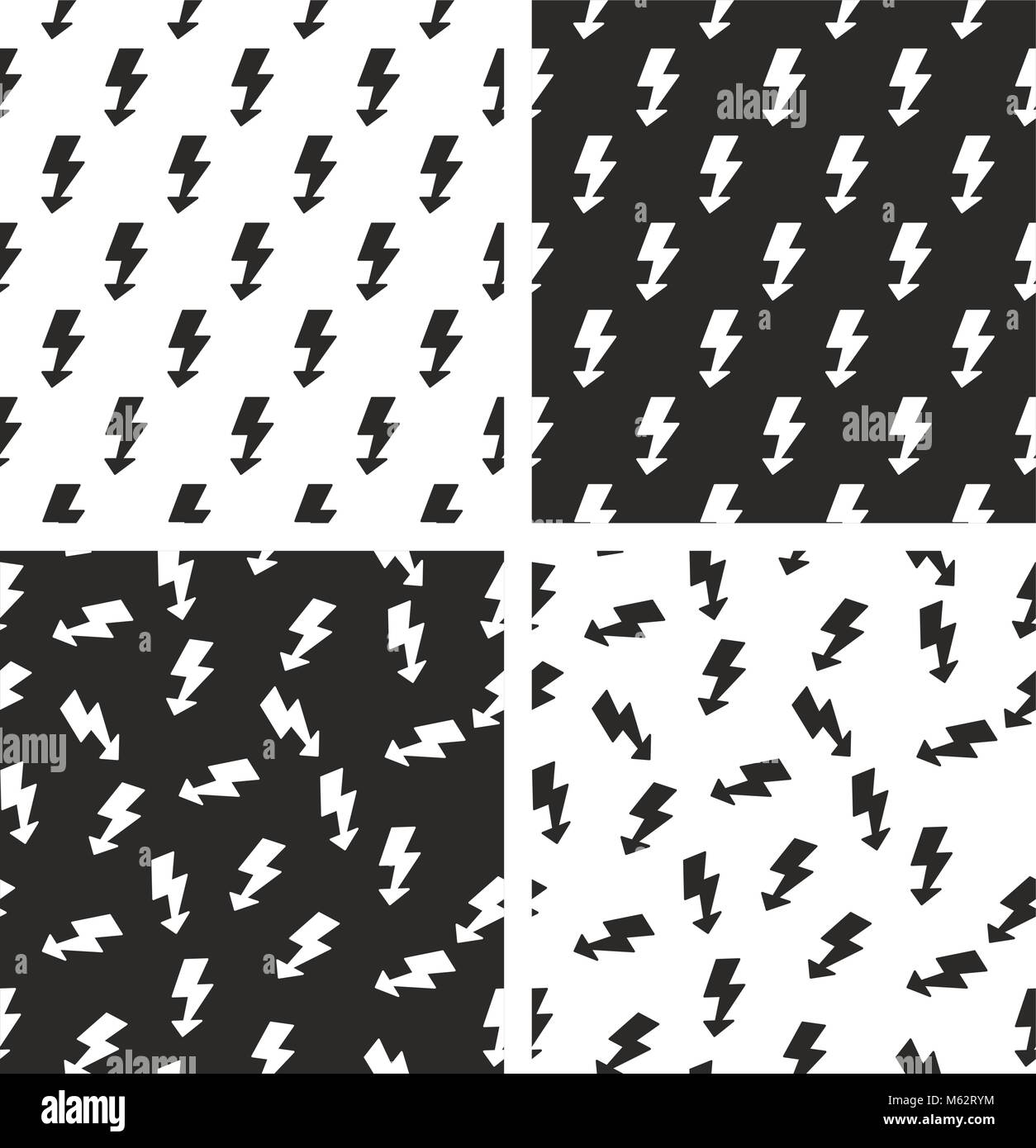 Electric Lightning Symbol Seamless Pattern Set Stock Vector Image & Art ...