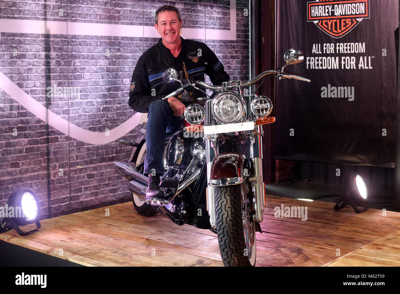 New Delhi, India. 31st Mar, 2018. Peter Mackenzie, managing director, Harley-Davidson, India during the unveiling of Harley-Davidson two new models Low rider and deluxe on Wednesday. Credit: Jyoti Kapoor/Pacific Press/Alamy Live News Stock Photo