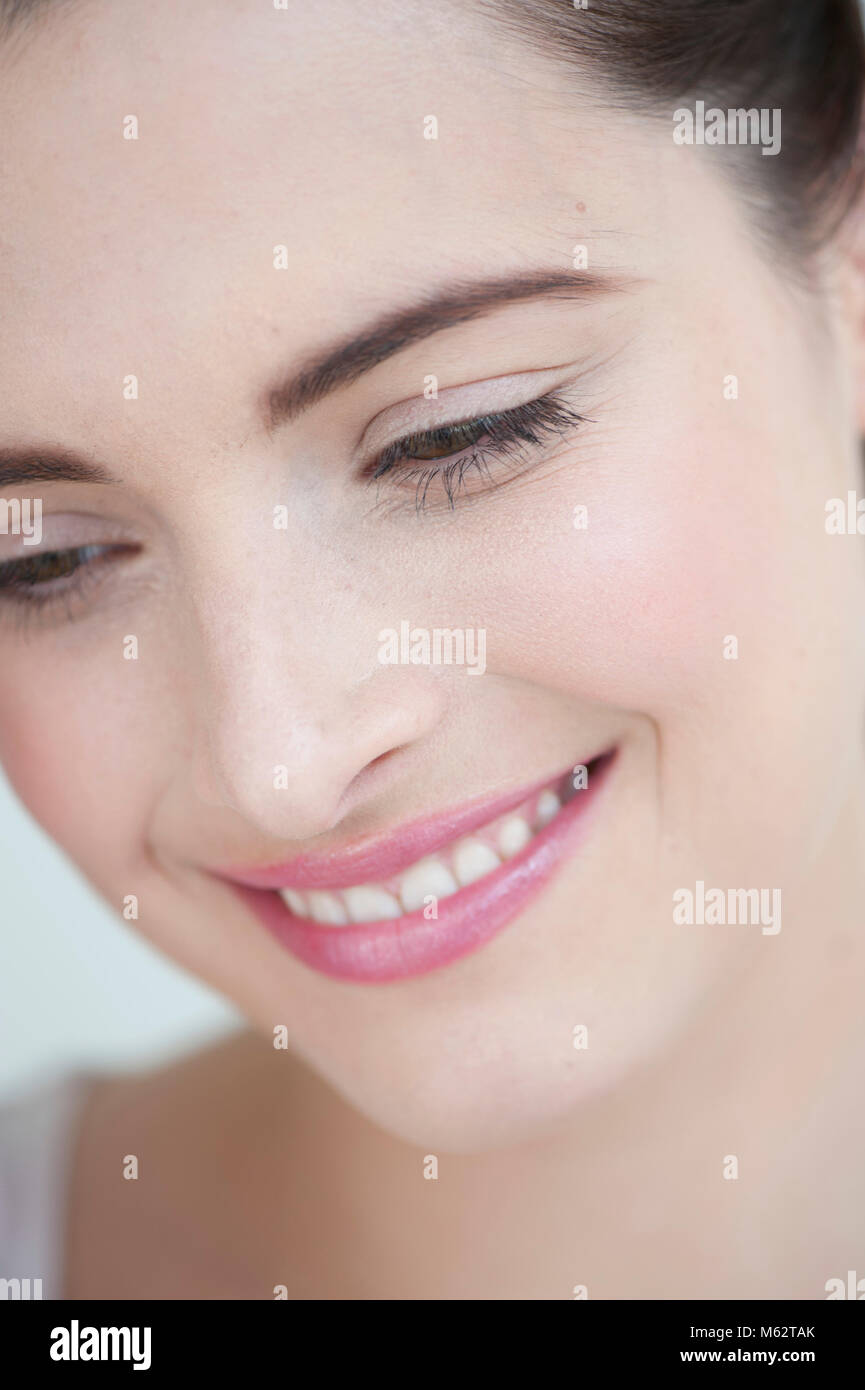 Cropped woman smiling. Stock Photo