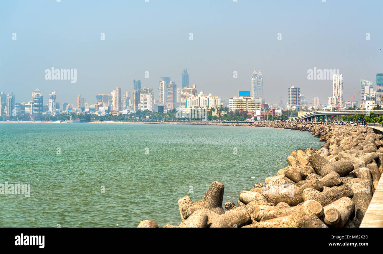 View of Mumbai from Marine Drive. India Stock Photo