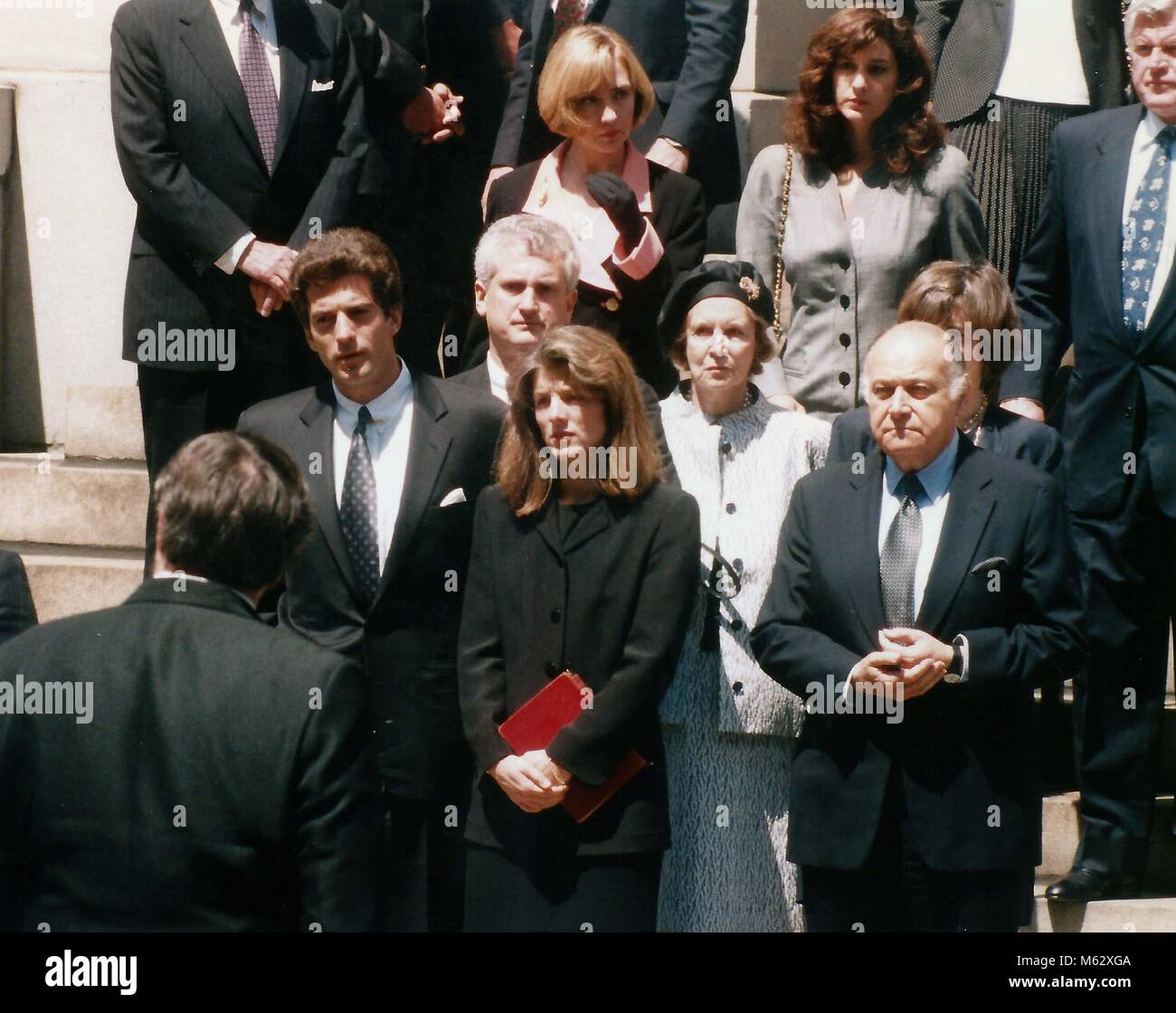 1994 FILE PHOTO Jackie O Funeral, JFK Jr. Caroline Kennedy Hillary Clinton behind Family Photo By John Barrett-PHOTOlink Stock Photo
