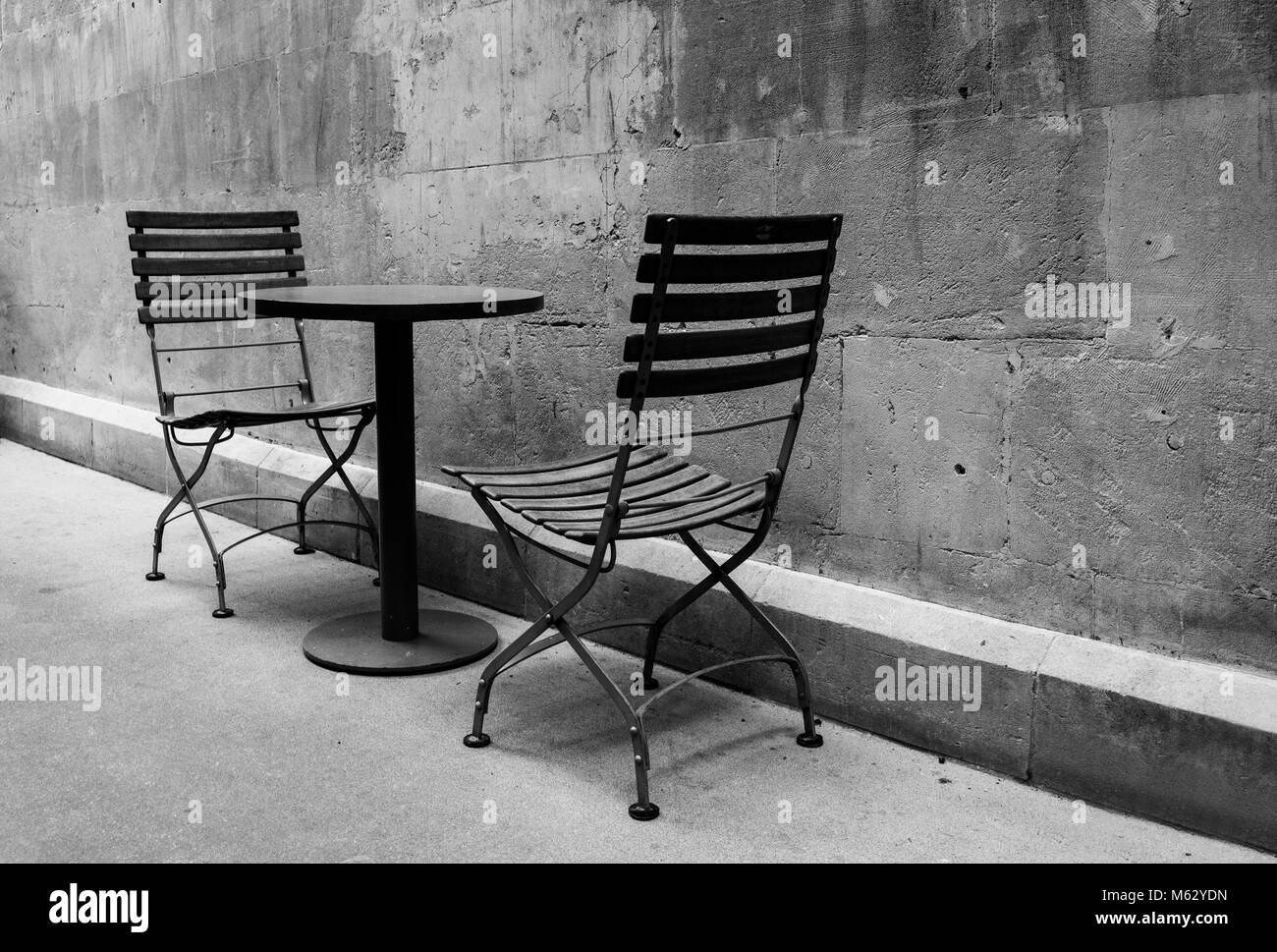 Two chairs one table Black and White Stock Photos & Images - Alamy