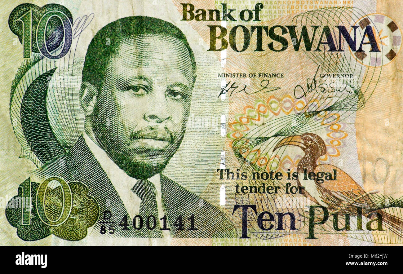 Botswana Ten 10 Pula Bank Note Stock Photo