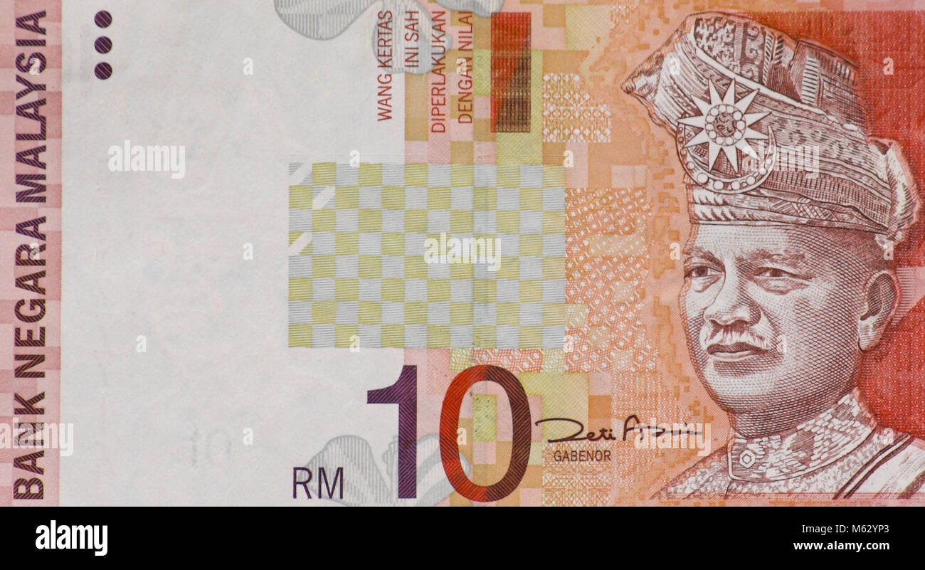 Malaysia Ten 10 Ringgit Bank Note Stock Photo
