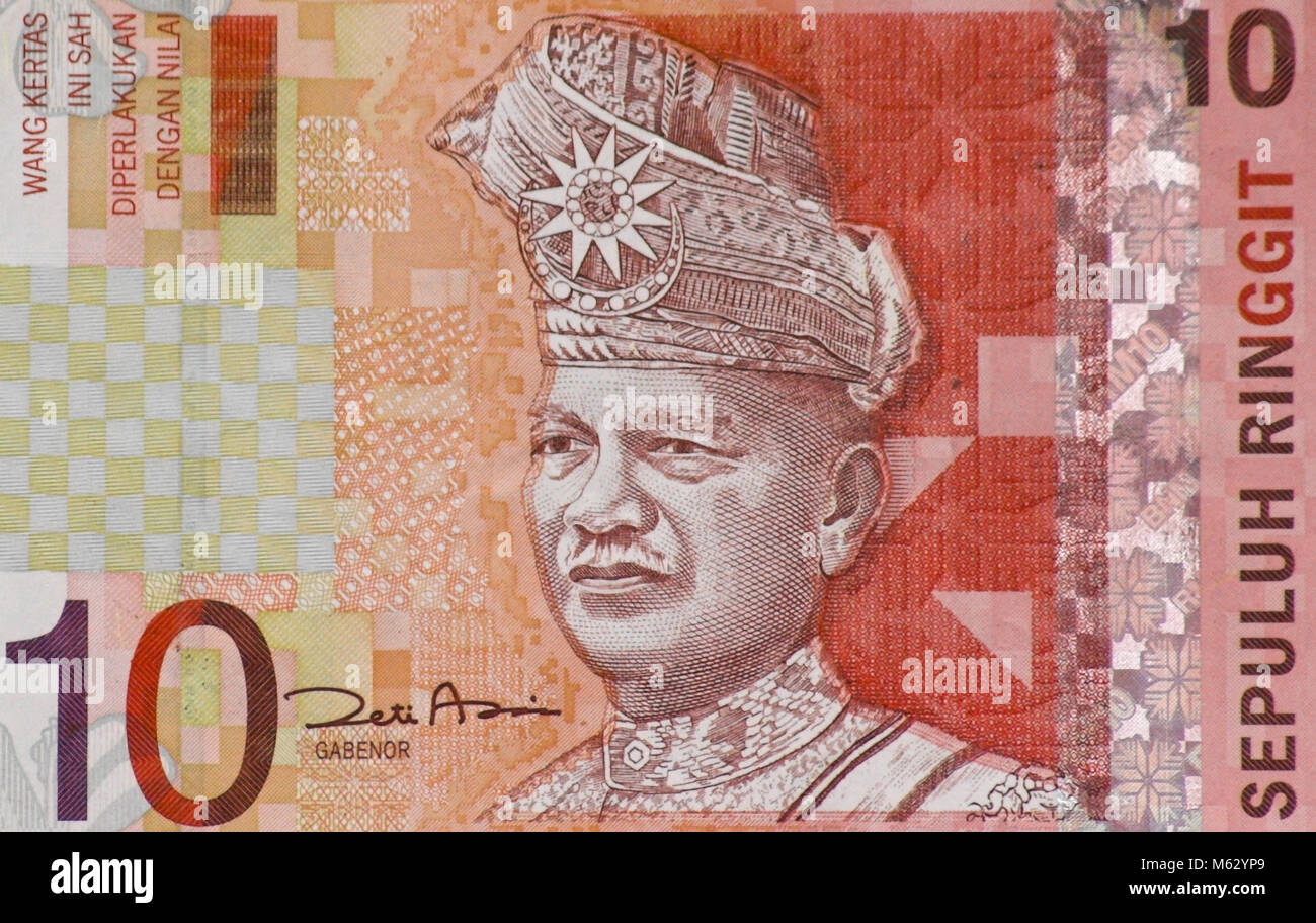 Malaysia Ten 10 Ringgit Bank Note Stock Photo