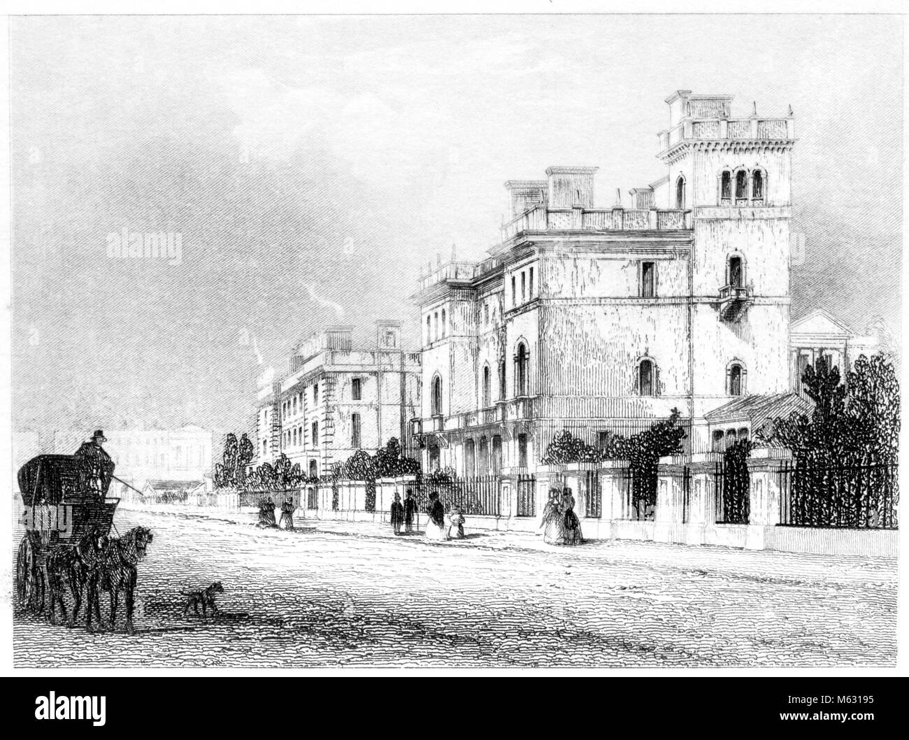 An Engraving Of Queens Road Palace Gardens Bayswater London UK an-engraving-of-queens-road-palace-gardens-bayswater-london-uk