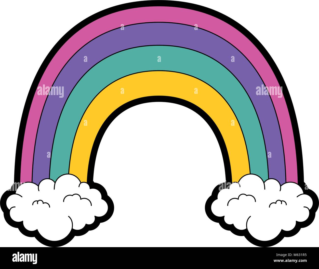 beautiful rainbow and clouds vector illustration design Stock Vector ...