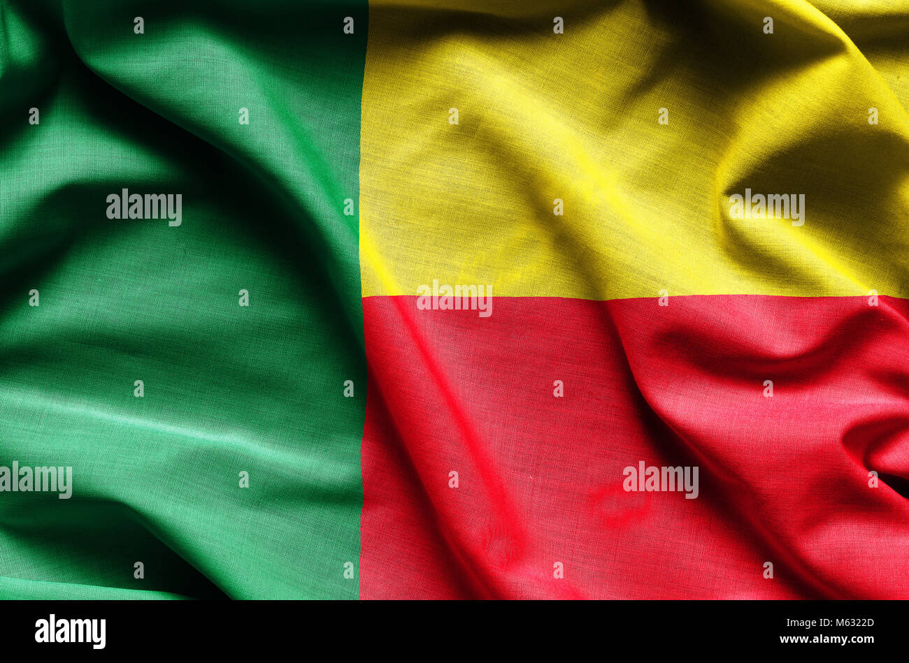 Realistic flag of Benin Stock Photo