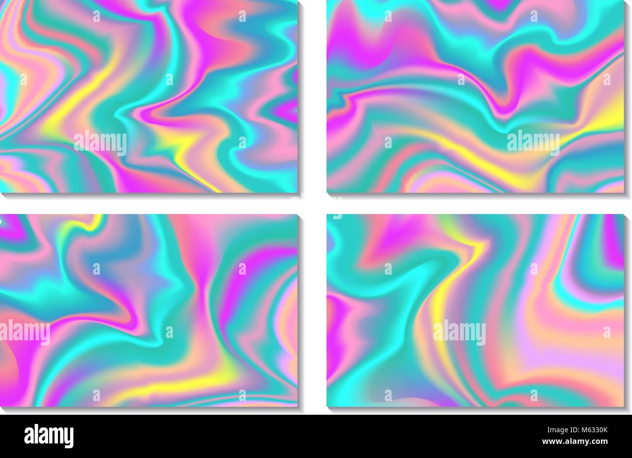 Holographic card background. Fluid colors banners set. Holographic effect.  Foil texture. Vector illustration Stock Vector Image & Art - Alamy