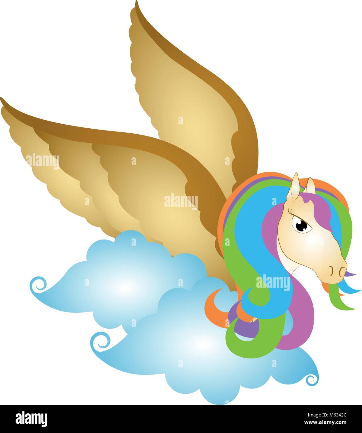 Cute pegasus on clouds. Fantasy creature Stock Vector Image & Art - Alamy