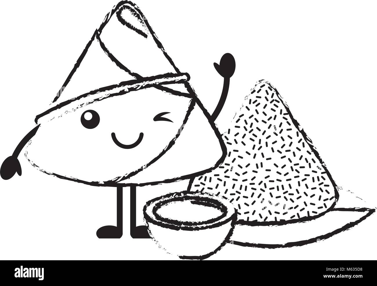 kawaii rice dumpling with sauce cartoon Stock Vector Image &amp; Art - Alamy