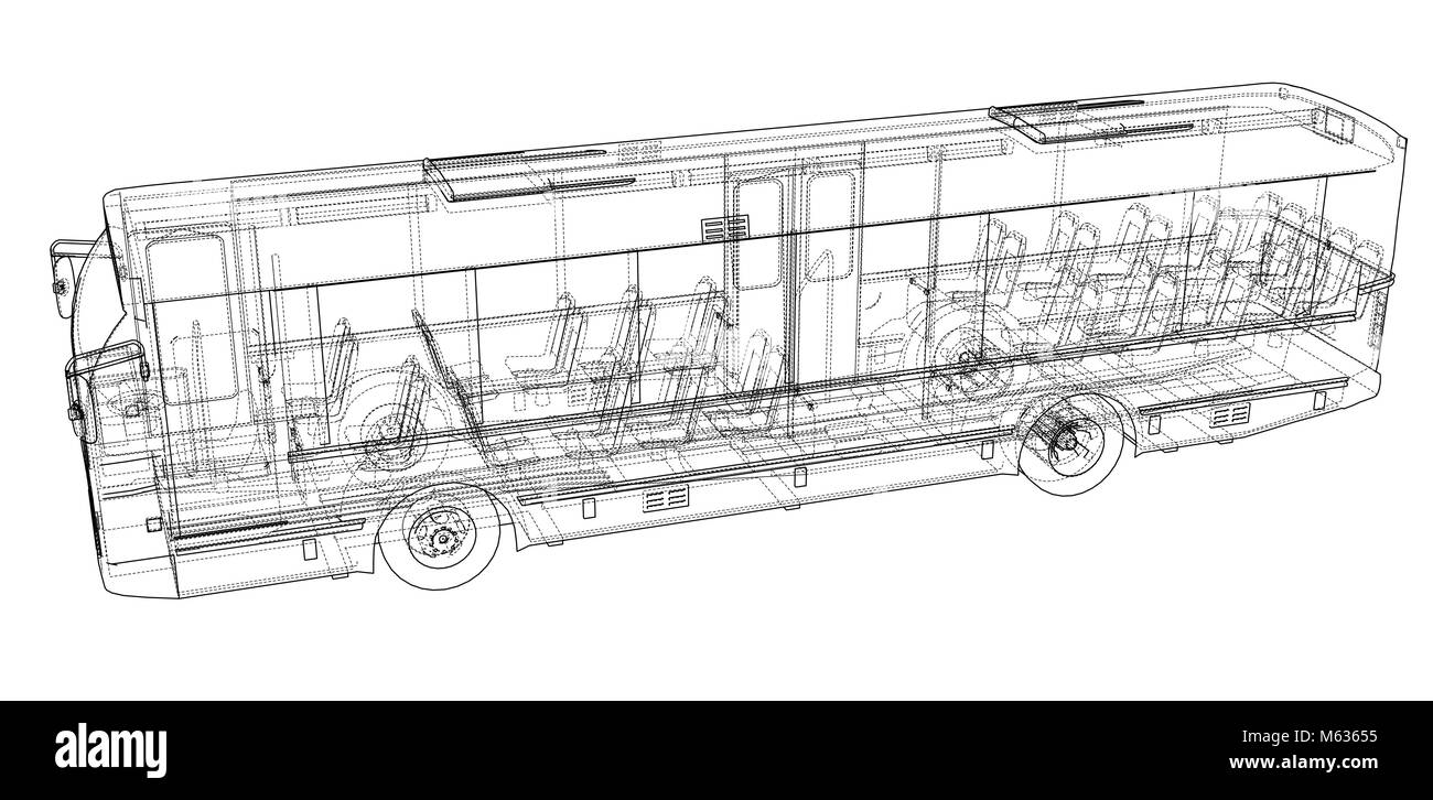 Concept city bus. Vector rendering of 3d Stock Vector