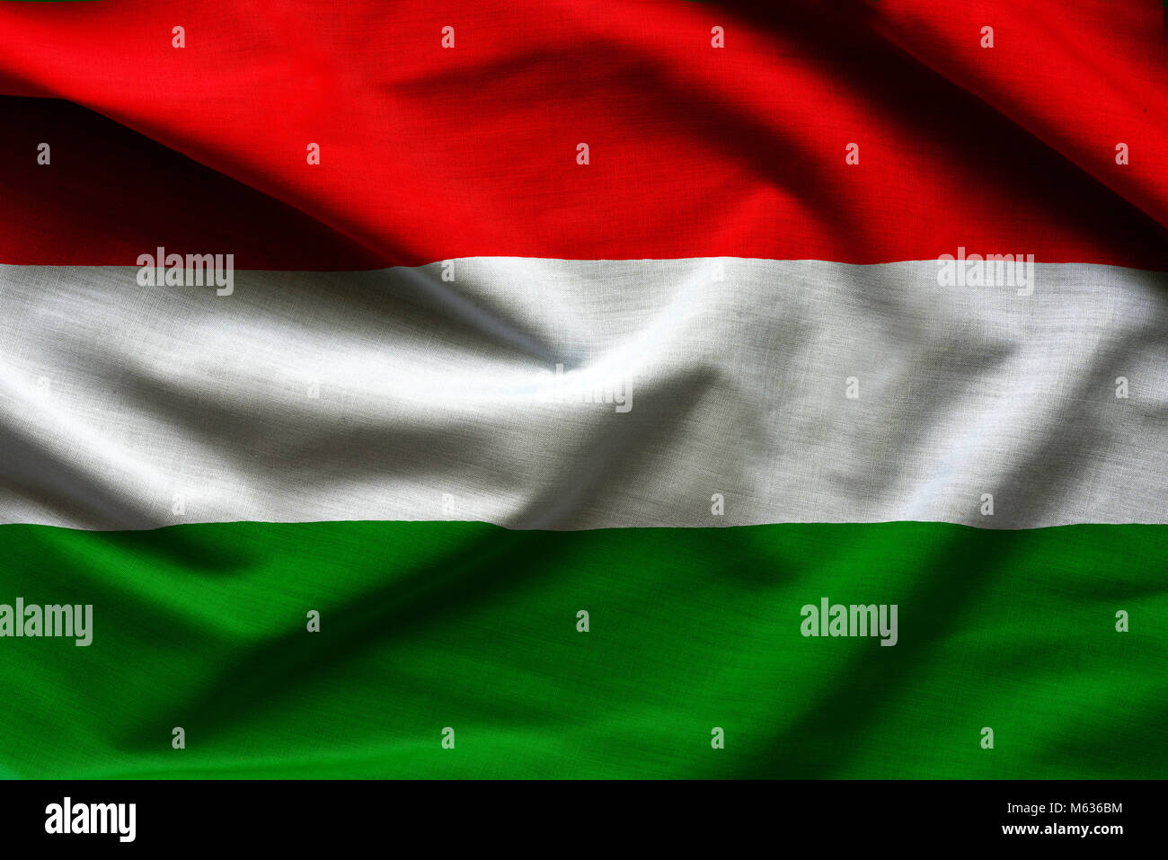 Fabric Flag of Hungary Stock Photo