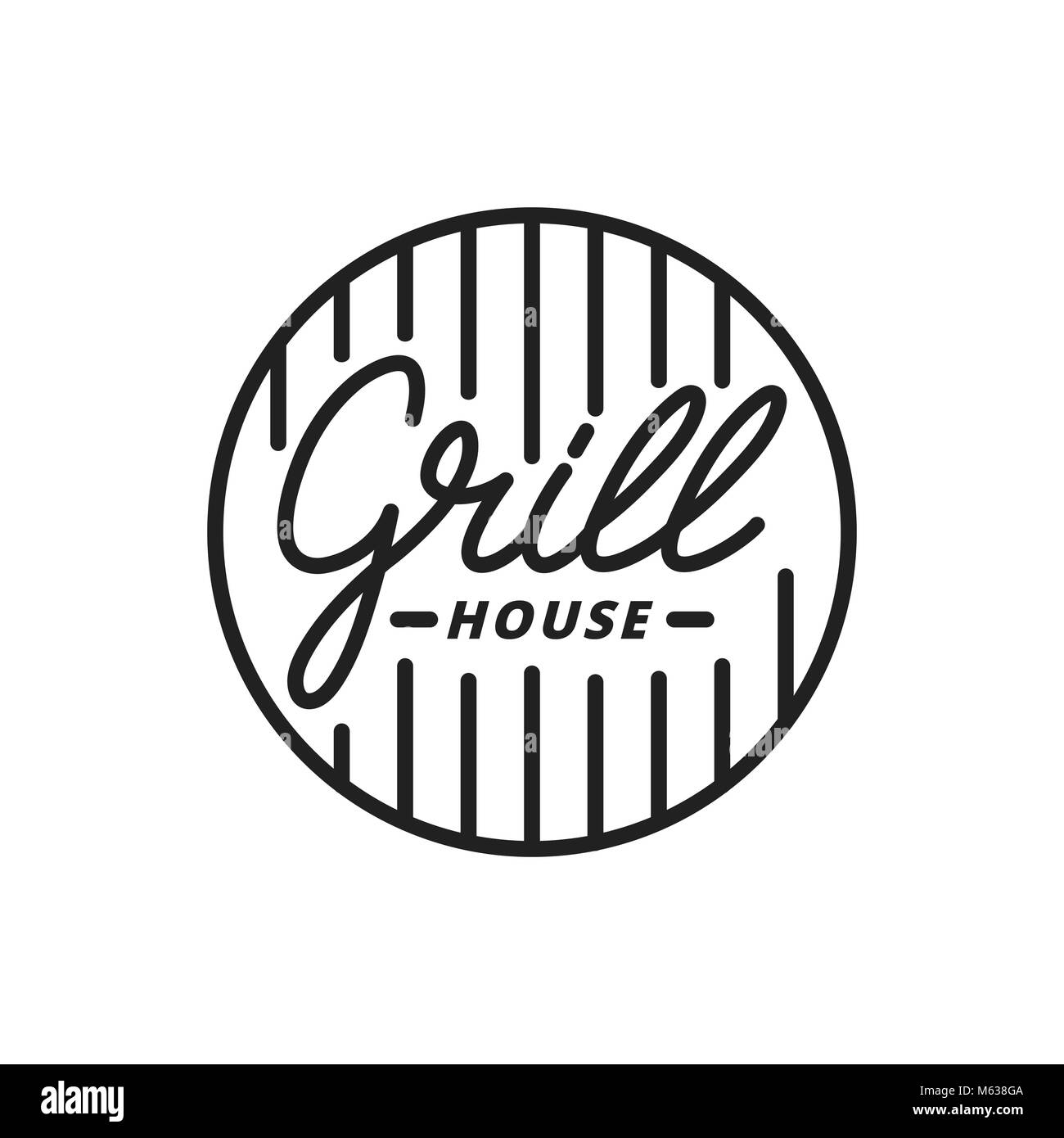 Grill house. Grill lettering illustration. Grill label badge emblem