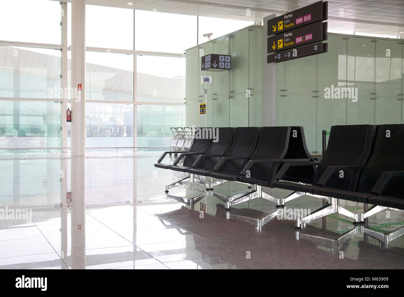 Seats at the gate in Barcelona airport Stock Photo