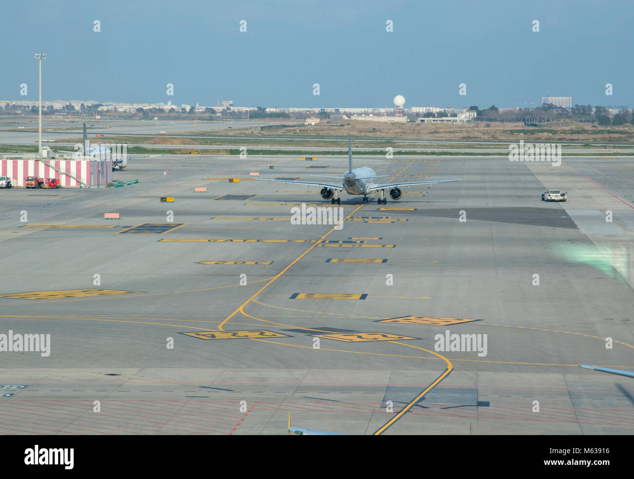 Looking out to airside at Barcelona airport Stock Photo