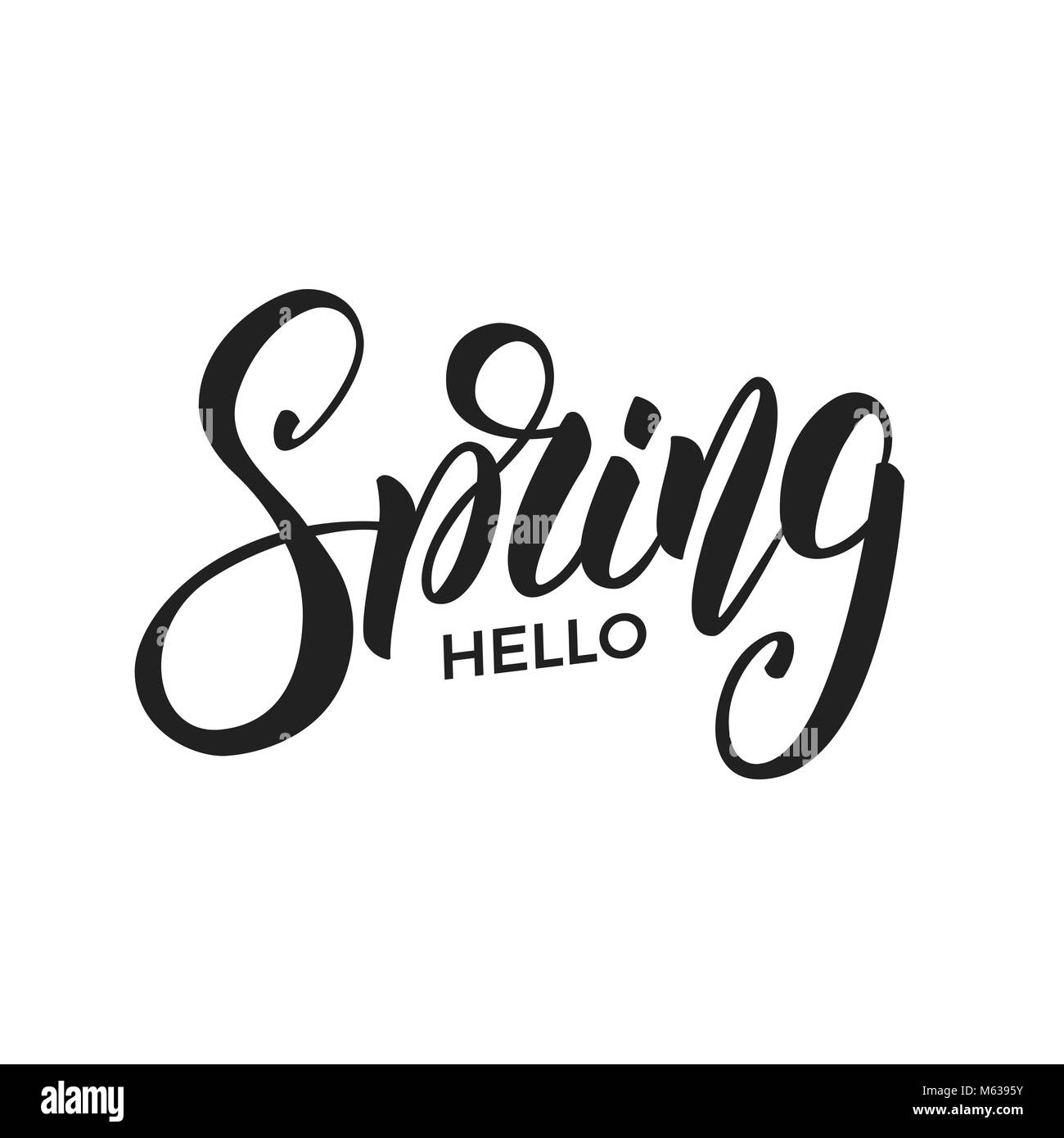 Spring. Trendy script lettering design Hello Spring Stock Vector Image ...