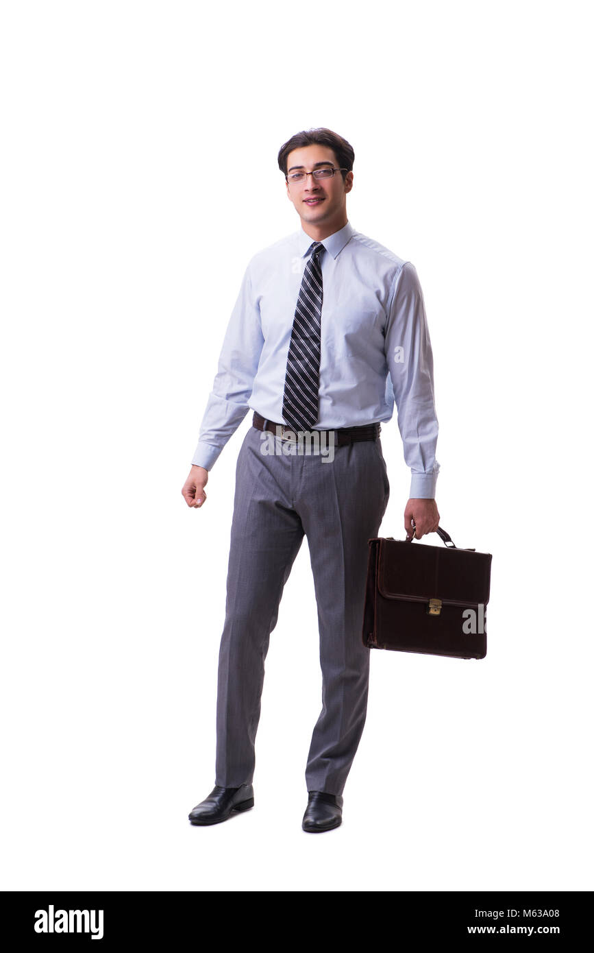 Businessman isolated on the white background Stock Photo - Alamy