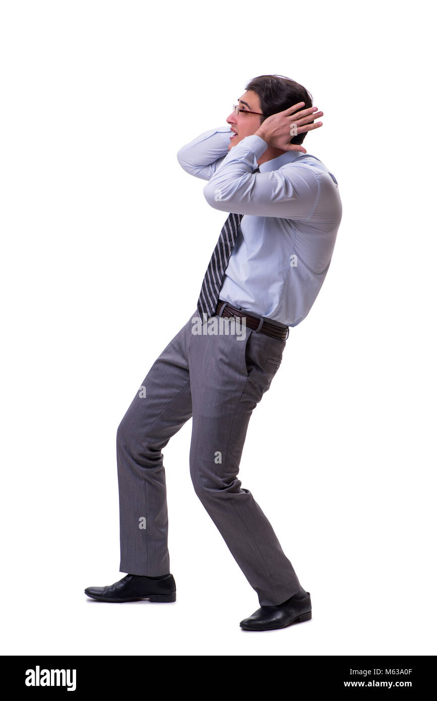Businessman isolated on the white background Stock Photo - Alamy