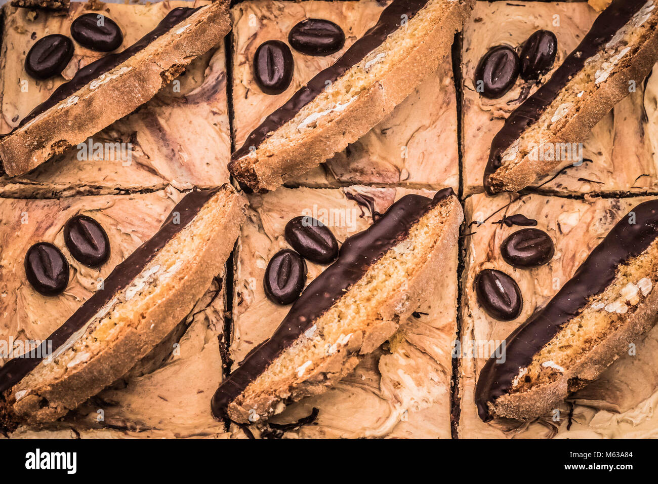 Coffee Chocolate brownies at Maltby Street Market, London UK Stock Photo