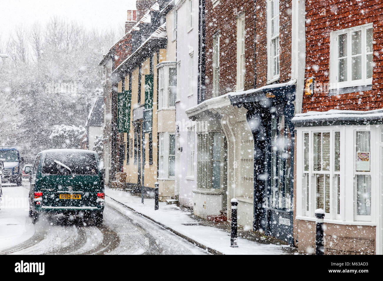 A wintery scene in the county town of Lewes, East Sussex, UK Stock Photo