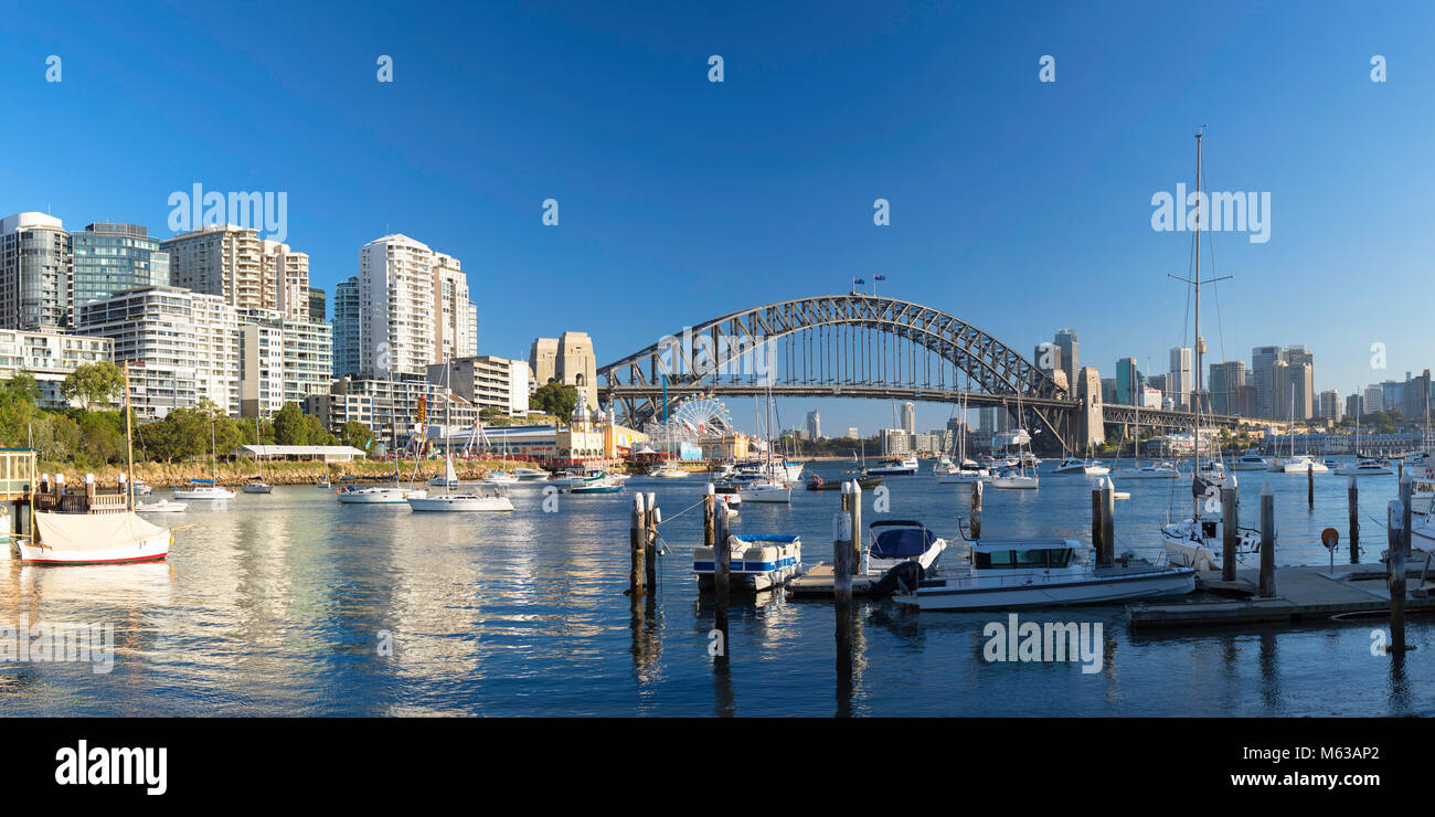 Sydney Harbour Bridge from Lavender Bay, Sydney, New South Wales, Australia Stock Photo