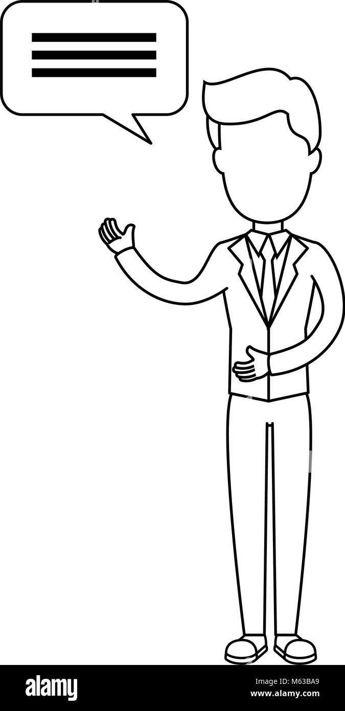 businessman with speech bubble icon over white background colorful ...