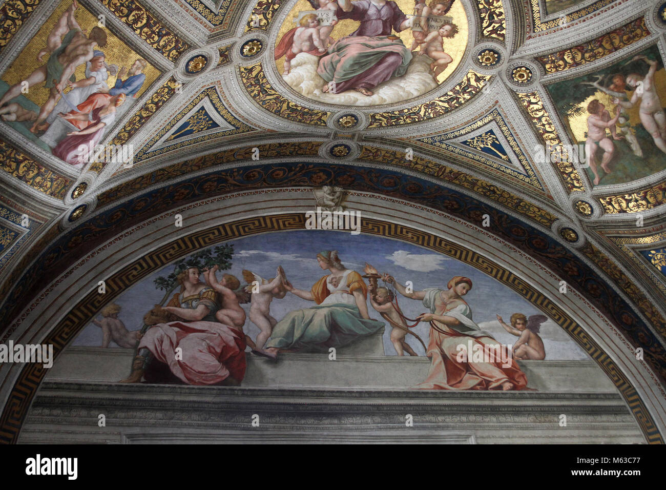 Painting On The Ceiling Of The Vatican Museum Of Angels And Cupids