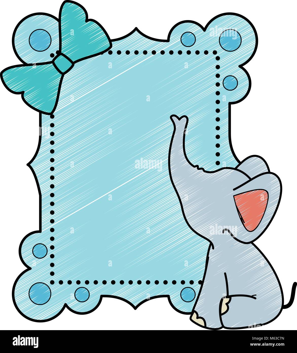 baby shower card with cute elephant icon over white background vector ...