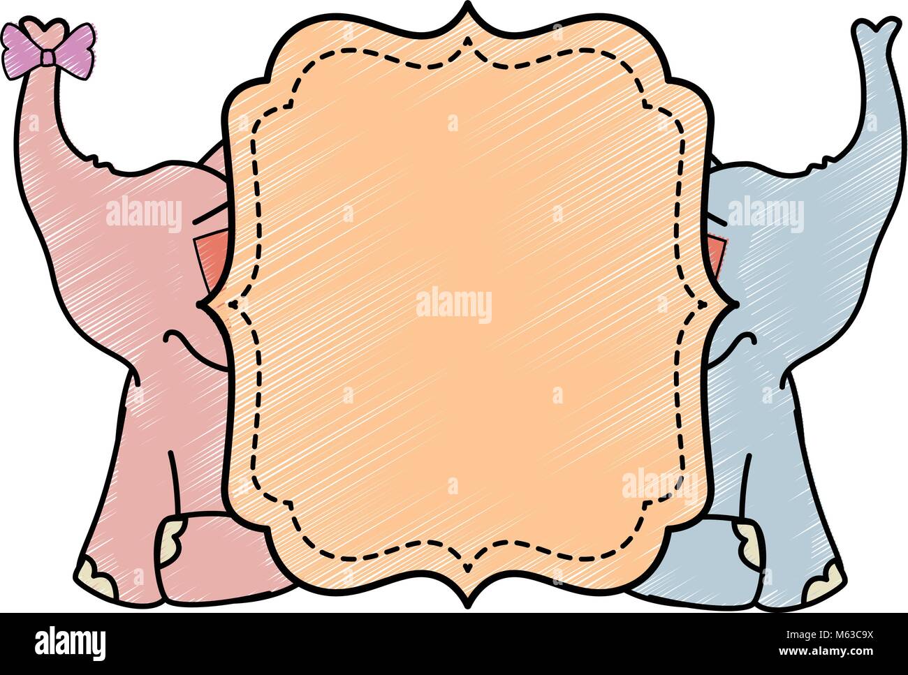 baby shower card with cute elephants icon over white background vector ...
