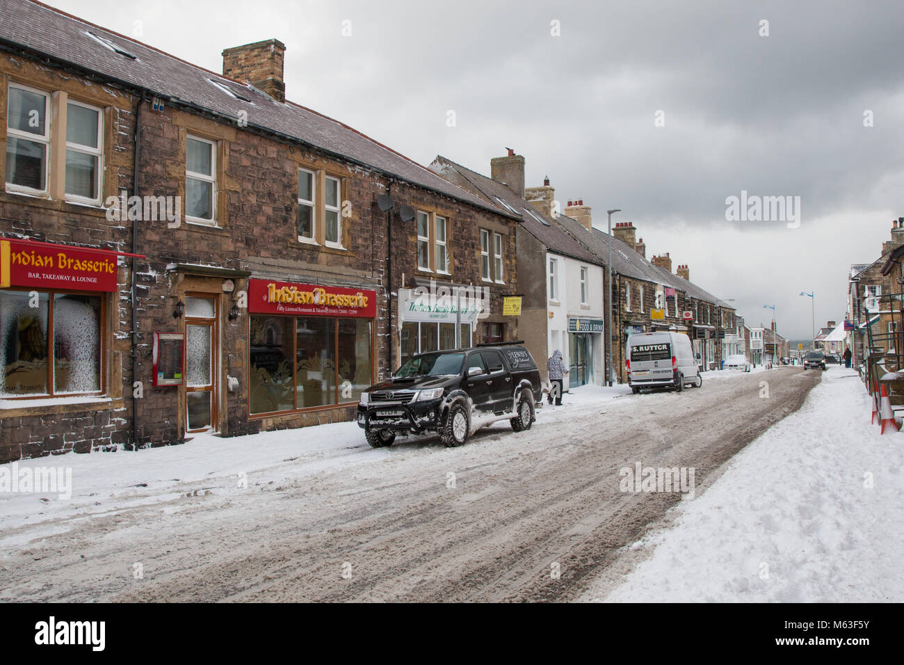 Street scene in Seahouses Northumberland uk in winter Stock Photo