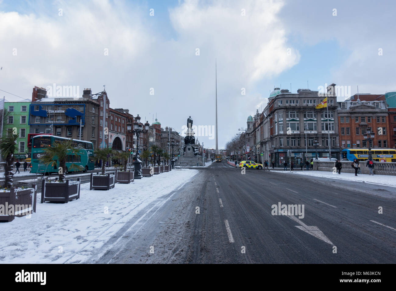 Snow in Dublin City, Winter ' Beast from the east'  in Ireland 2018 Stock Photo
