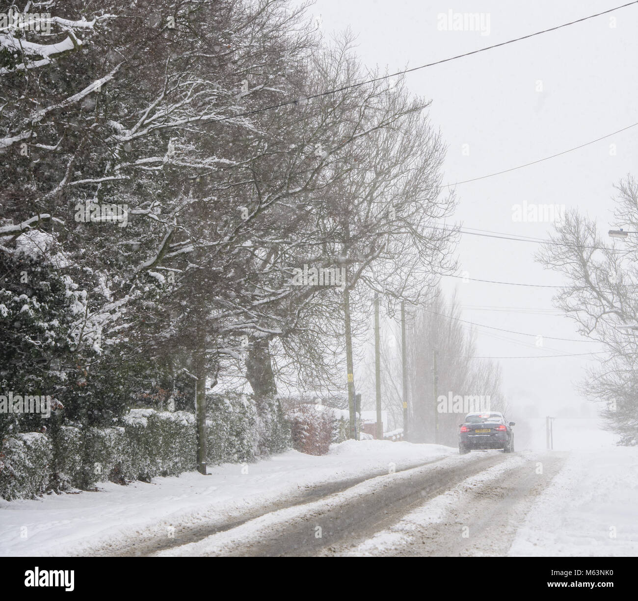 Cherry Willingham, Lincoln, UK. 28th February, 2018. A car travelling