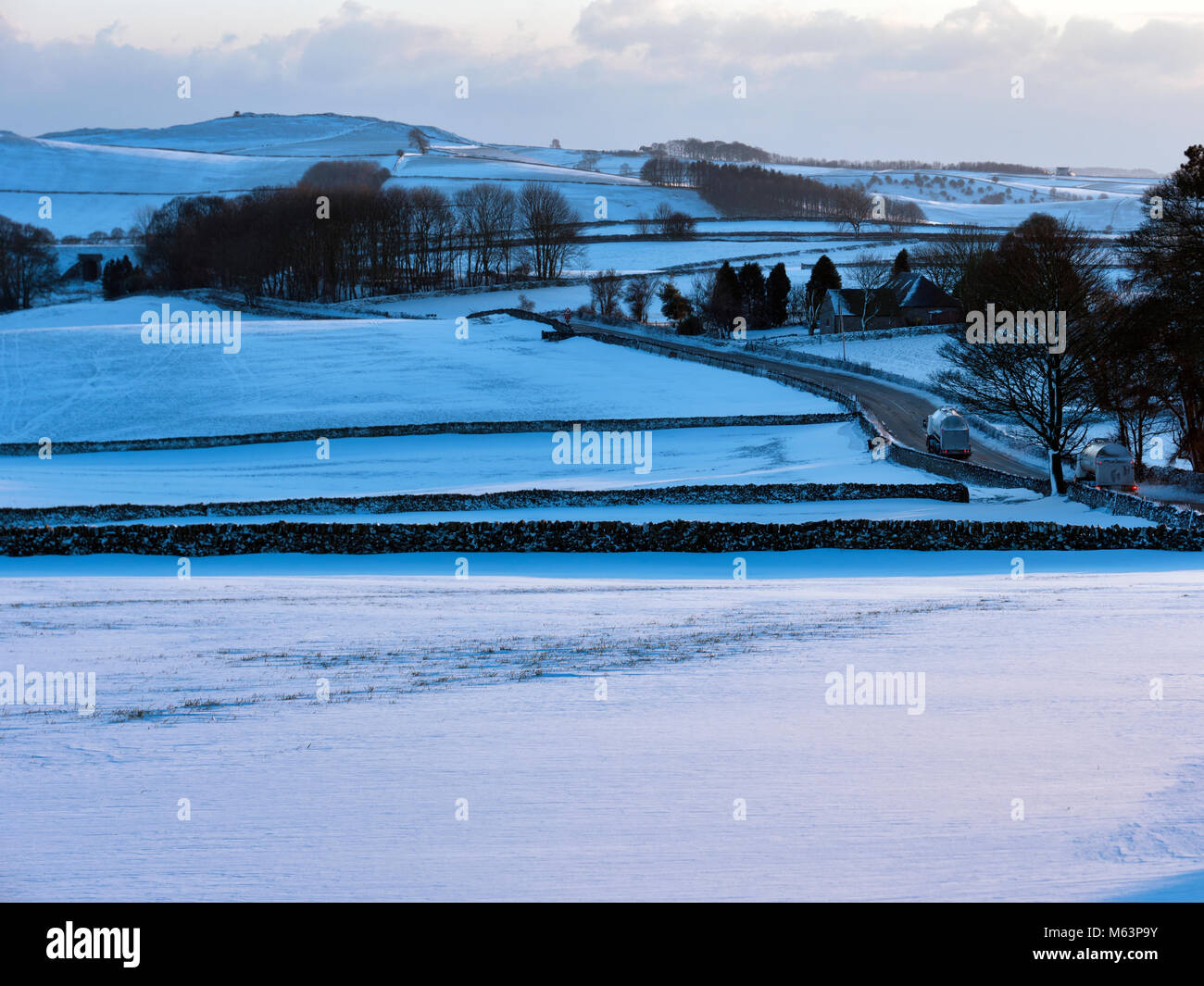 Peak District National Park, Derbyshire, UK. 28th February, 2018. UK Weather: Beast From The East snow & ice cold conditions along the A515 road between Buxton & Ashbourne in the Peak District National Park, Derbyshire Credit: Doug Blane/Alamy Live News Stock Photo