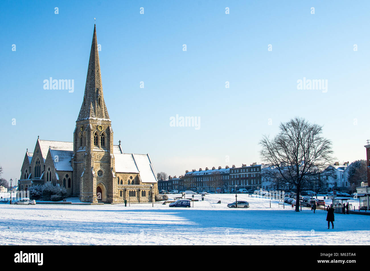 Blackheath. 27th Feb, 2018. UK Weather: All Saints church at Blackheath, London, during the cold spell in late February/early March 2018 dubbed the "beast from the east." Credit: Tim M/Alamy Live News Stock Photo