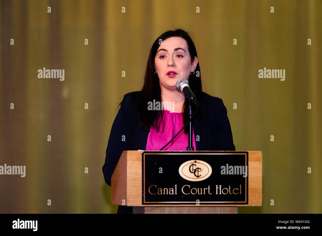 County Armagh, Northern Ireland. 27th Feb, 2018. Megan Fearon MLA speaking at a public meeting at  Canal Court Newry Co.Armagh    27 February 2018   CREDIT: www.LiamMcArdle.com Credit: LiamMcArdle.com/Alamy Live News Stock Photo