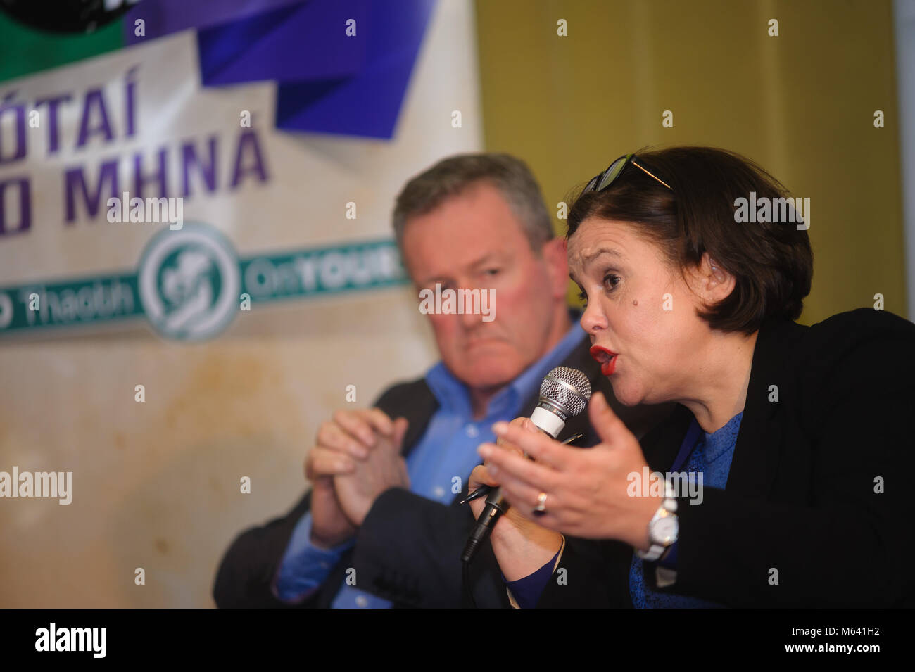 County Armagh, Northern Ireland. 27th Feb, 2018. Mary Lou McDonald, Sinn Fein President speaking at a public meeting at  Canal Court Newry Co.Armagh    27 February 2018   CREDIT: www.LiamMcArdle.com Credit: LiamMcArdle.com/Alamy Live News Stock Photo